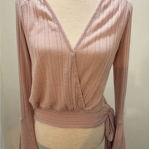 Sadie & Sage Elegant Pink Wrap Top M